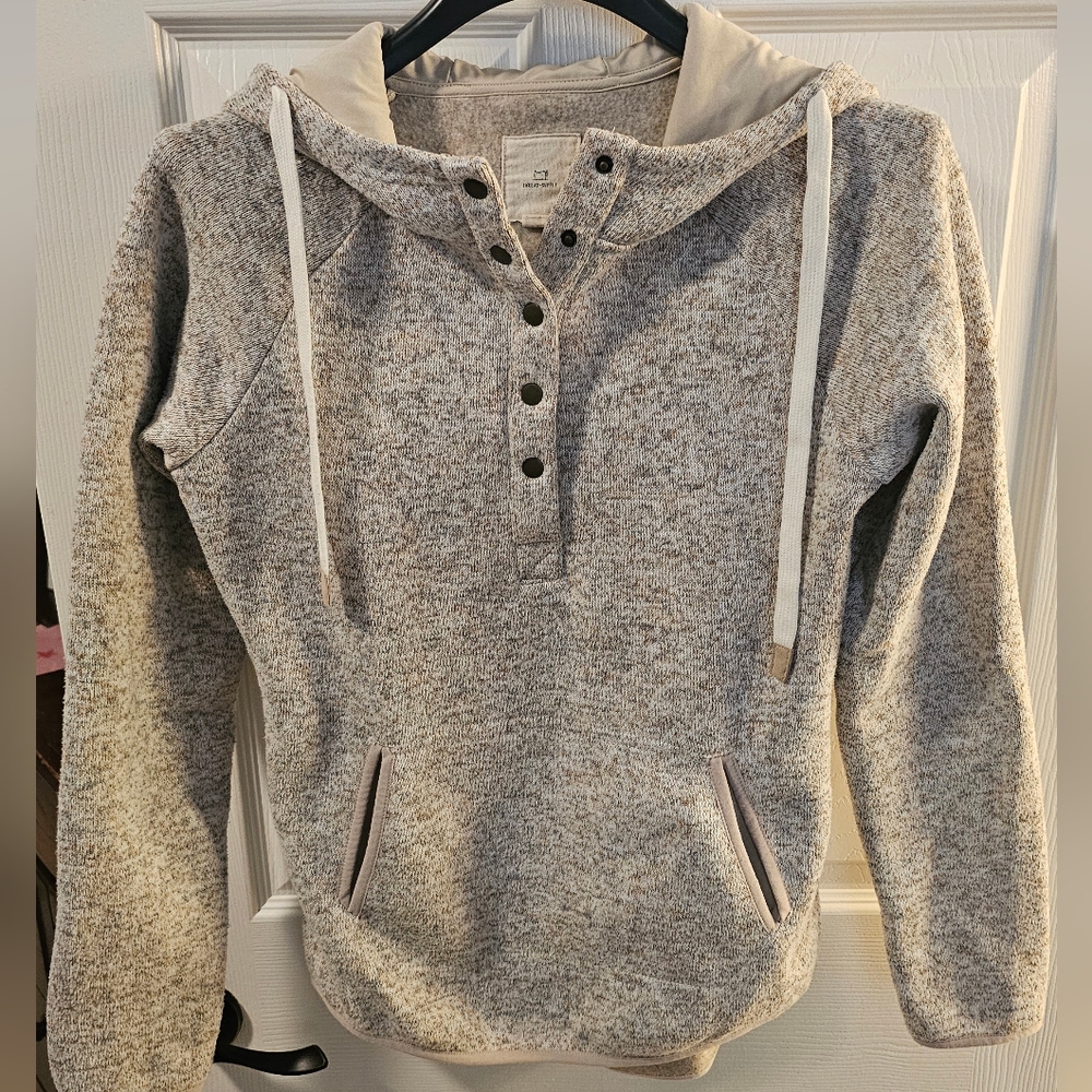 Thread and Supply Hooded Sweater with Button Detail